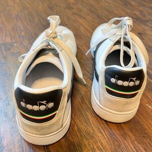 Diadora Men’s Sneakers in White and Black with Red and Green Accents